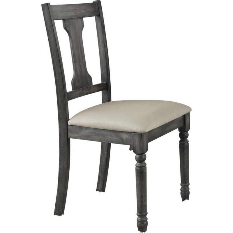 Wallace Side Chair (Set-2) in Tan Linen & Weathered Gray