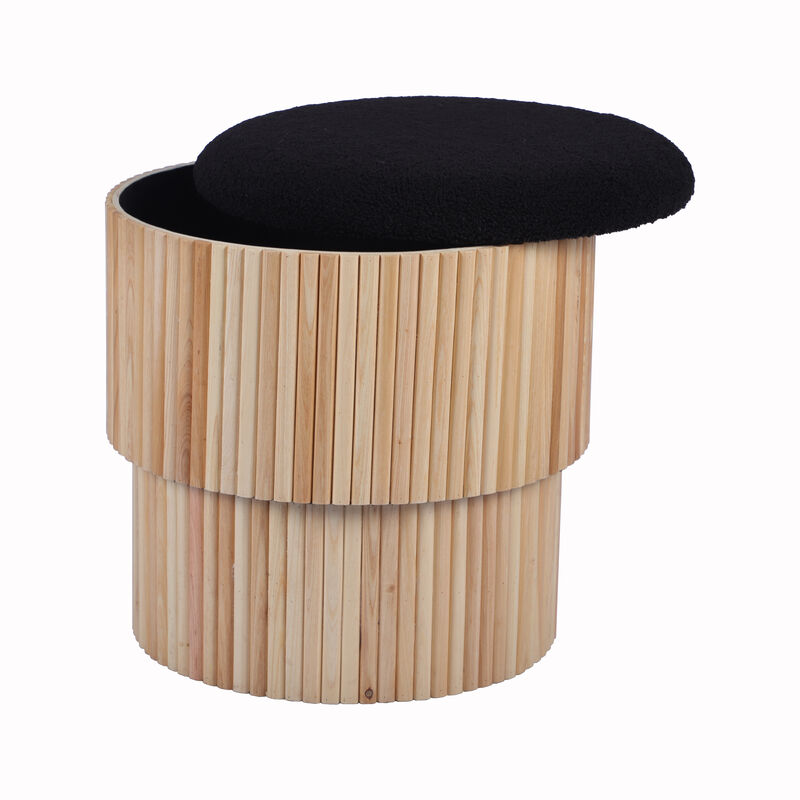 Sagano Black Tiered Storage Ottoman