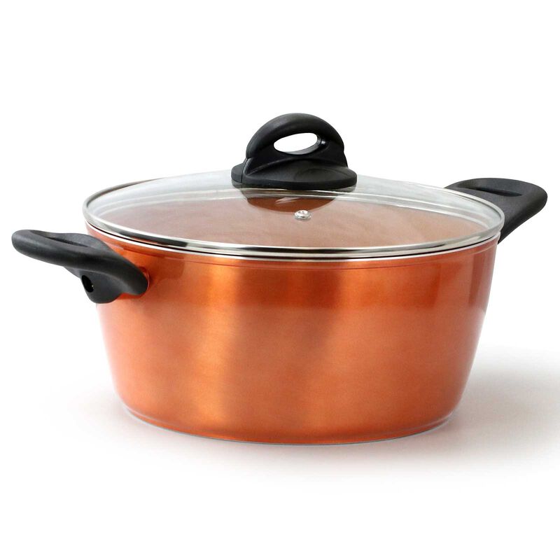 Gibson Home Hummington 10 Piece Ceramic Nonstick Aluminum Cookware Set in Copper