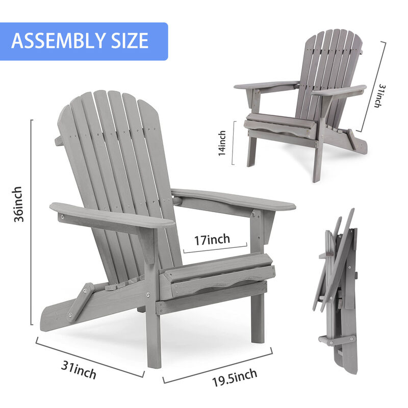 Wood Lounge Patio Chair For Garden Outdoor Wooden Folding Adirondack Chair Set Of 2