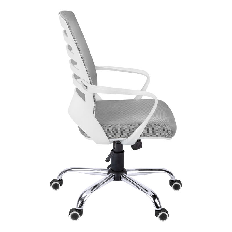 Monarch Specialties I 7225 Office Chair, Adjustable Height, Swivel, Ergonomic, Armrests, Computer Desk, Work, Metal, Mesh, White, Chrome, Contemporary, Modern