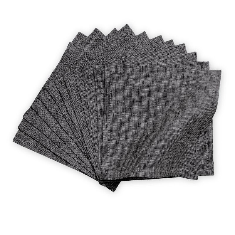 Solino Home 100% Pure Linen Cocktail Napkin 6 X 6 Inch Set of 12 | Athena