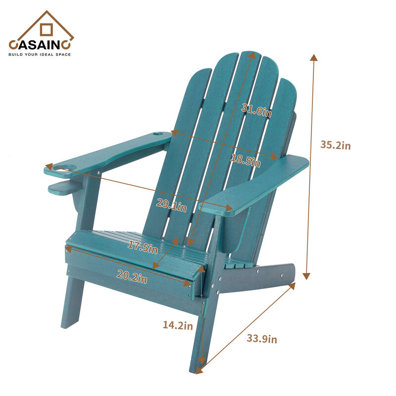 Traditional Curveback Plastic Patio Adirondack Chair with Cup Holder and umbrella holder Outdoor