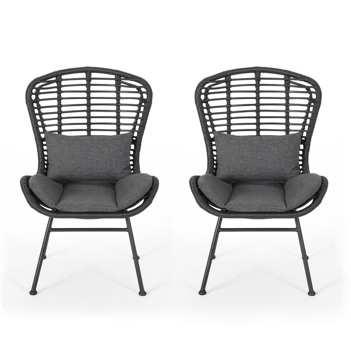 Merax 2 Pieces Outdoor Rattan Patio Chairs Set