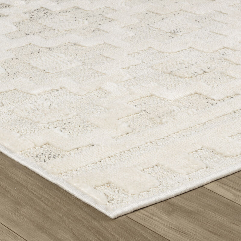 Moroccan Modern Abstract Beige Cream Indoor Doormat Rug