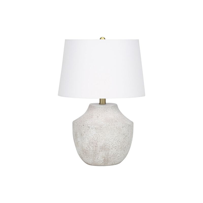 Monarch Specialties I 9729 - Lighting, 20"H, Table Lamp, Cream Concrete, Ivory / Cream Shade, Modern