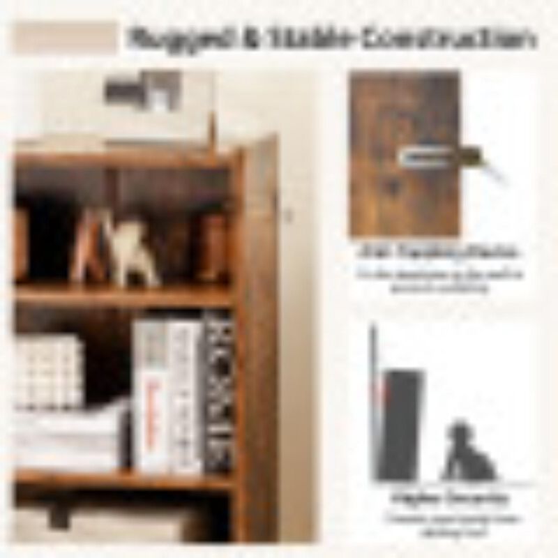 Hivvago 3-Tier Bookcase Open Display Rack Cabinet with Adjustable Shelves