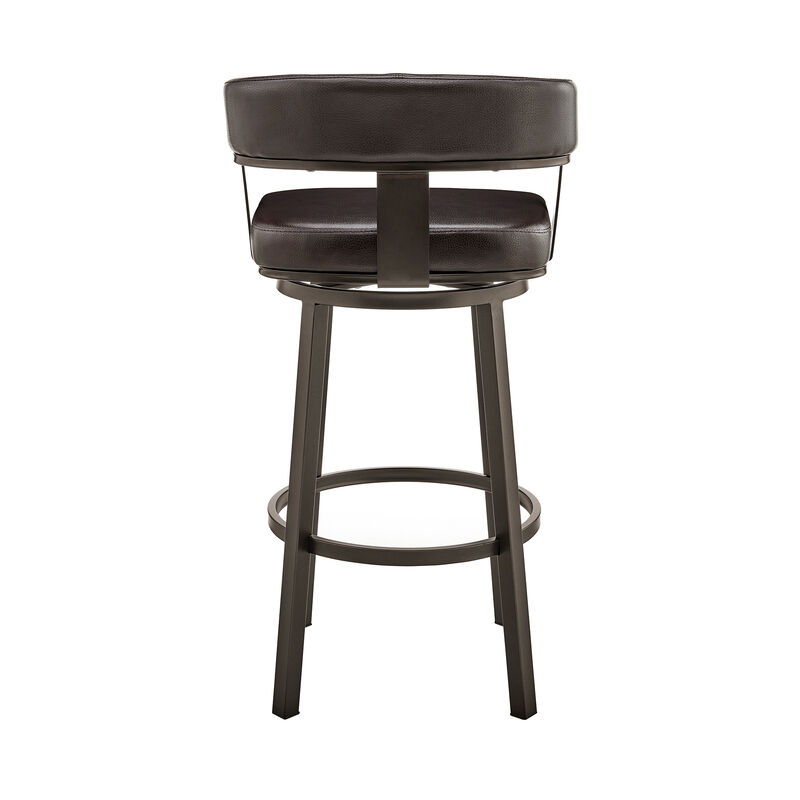 Cohen Bar Height Swivel Bar Stool in Silver Finish with White Faux Leather