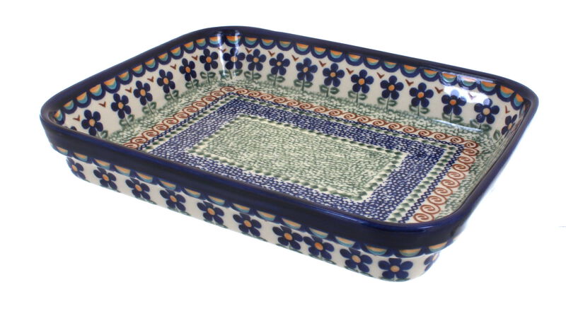 Blue Rose Polish Pottery Atlantis Medium Rectangular Baker