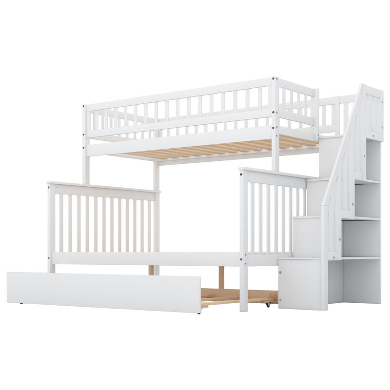 Twin Over Full Bunk Bed With Trundle And Staircase