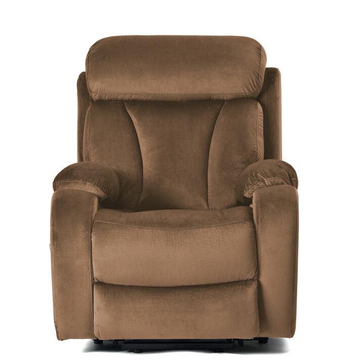 Lift Chair Recliner for Elderly Power Remote Control Recliner Sofa Relax Soft Chair Anti-skid Australia Cashmere Fabric Furniture Living Room Brown