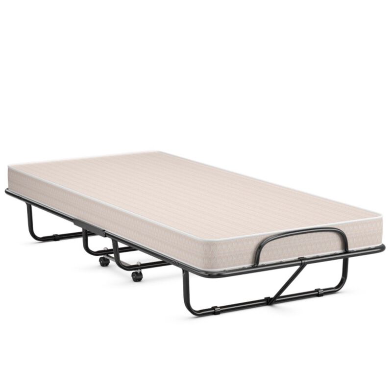 Rollaway Guest Bed with Sturdy Steel Frame and Wheels