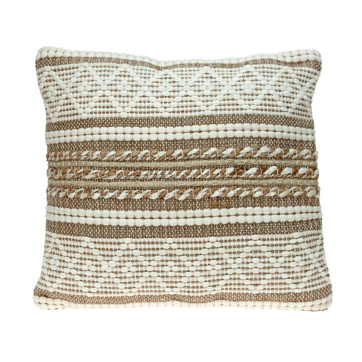 17.75" Beige Transitional Throw Pillow