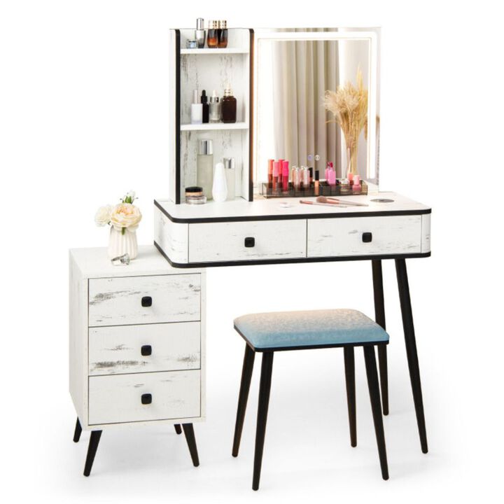 Hivvago Vanity Makeup Table Set with Lighted Mirror