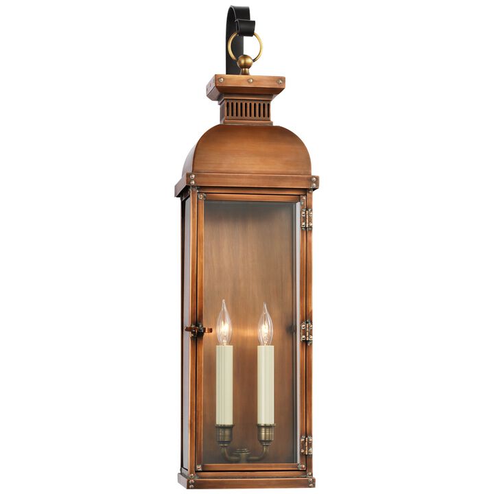 Suffork Tall Scroll Arm Lantern in Natural Copper