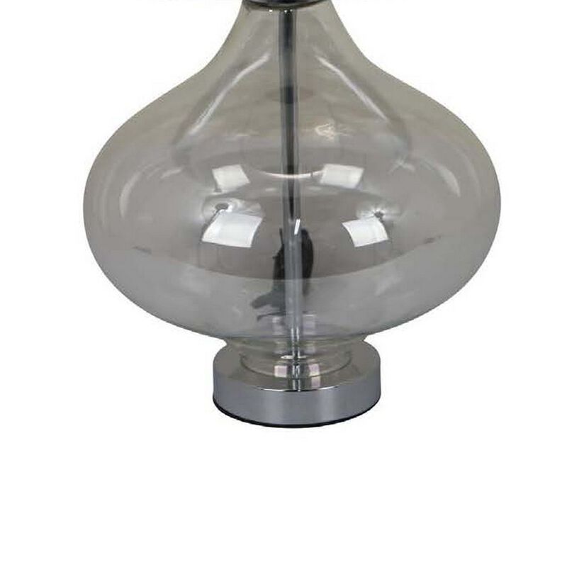 Lilo 24 Inch Table Lamp, Cone Shade, Round Drop Narrow Top, Transparent - Benzara