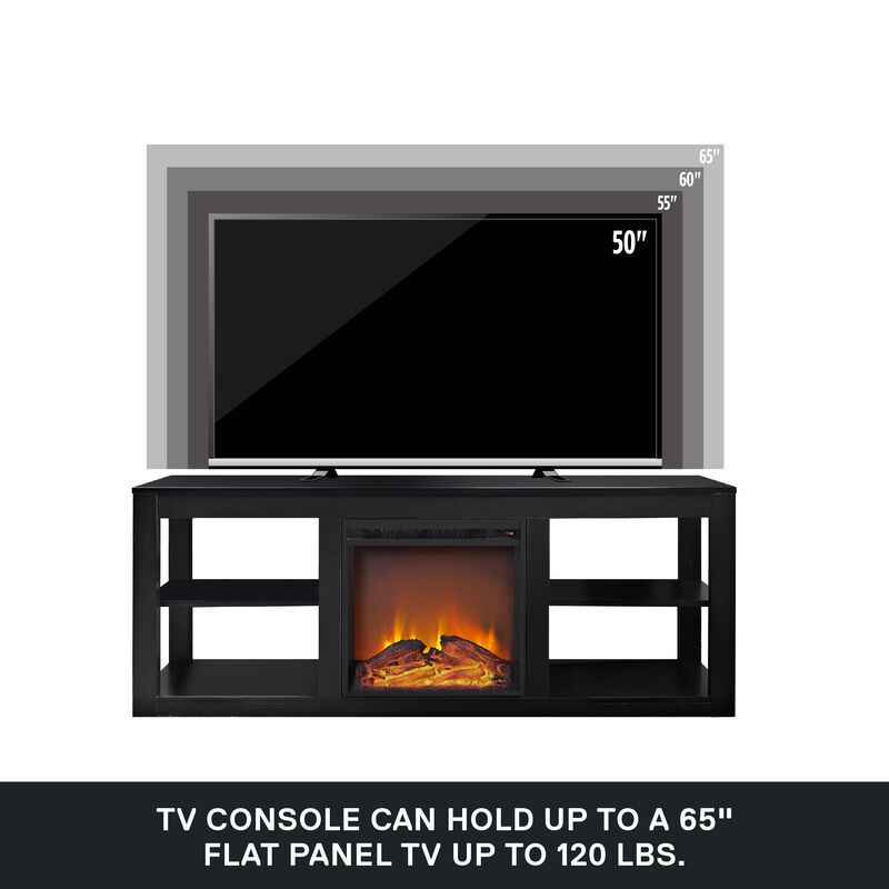 Parsons Electric Fireplace Space Heater TV Stand for TVs up to 65"