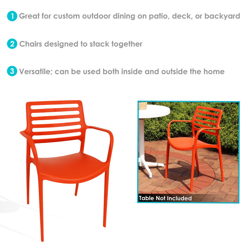 Sunnydaze Astana Plastic Slat-Back Patio Armchair