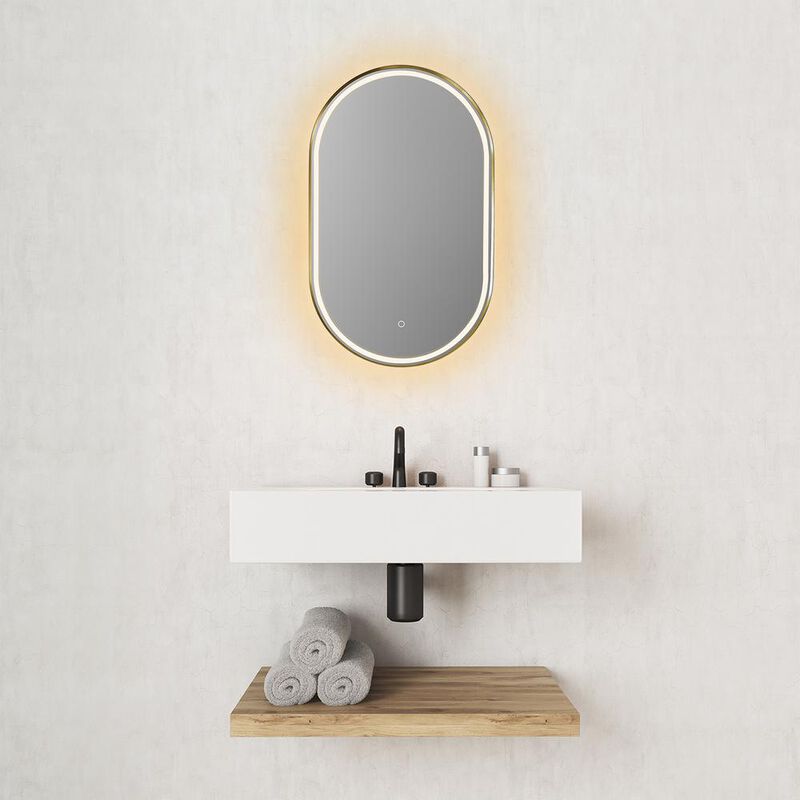 Altair Framed in Brushed Gold Modern Bathroom/Vanity LED Lighted Wall Mirror