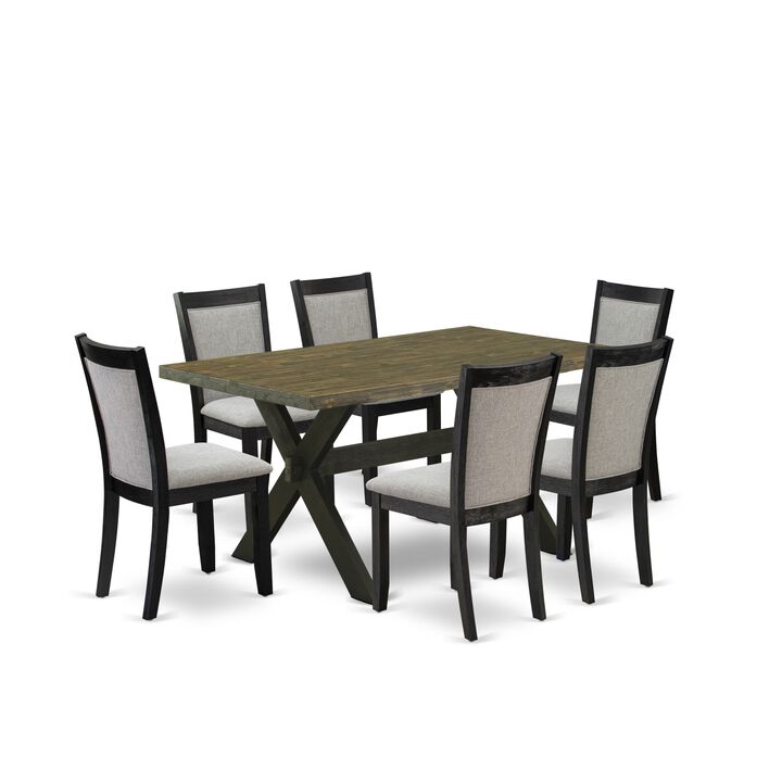 East West Furniture X676MZ606-7 7Pc Kitchen Set - Rectangular Table and 6 Parson Chairs - Multi-Color Color