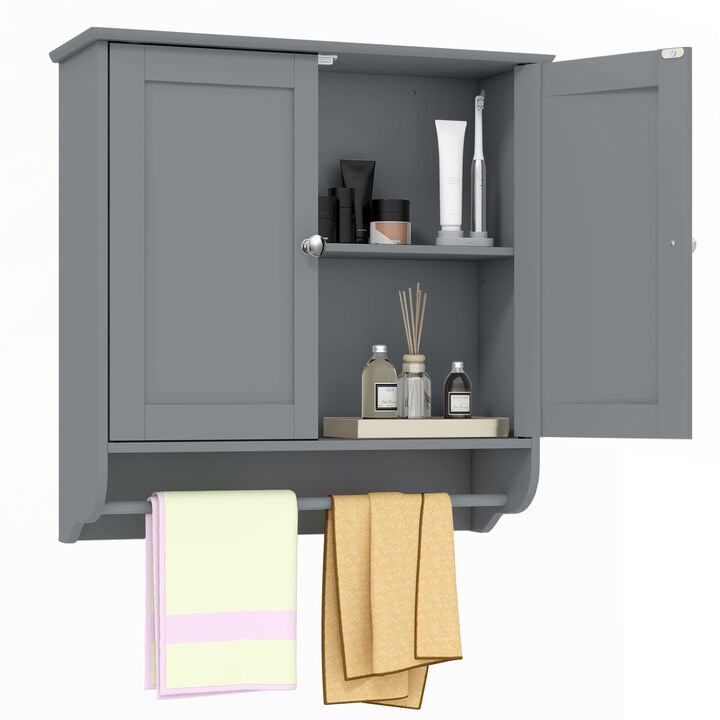 Wall Mounted Bathroom Storage Medicine Cabinet with Towel Bar