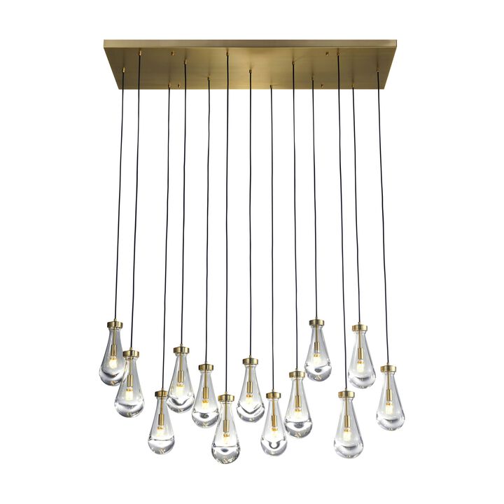 Strozzi Chandelier Gold Metal and Glass 13 Lights 54" Diameter