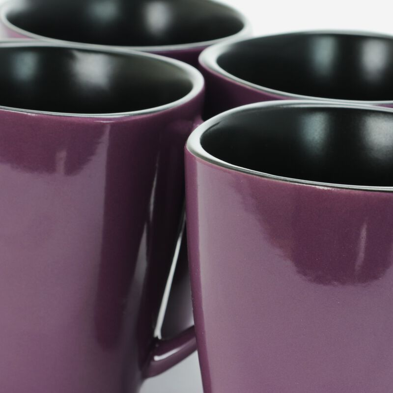 Elama Mulberry 14 oz Stoneware Mugs in Purple, Set of 6