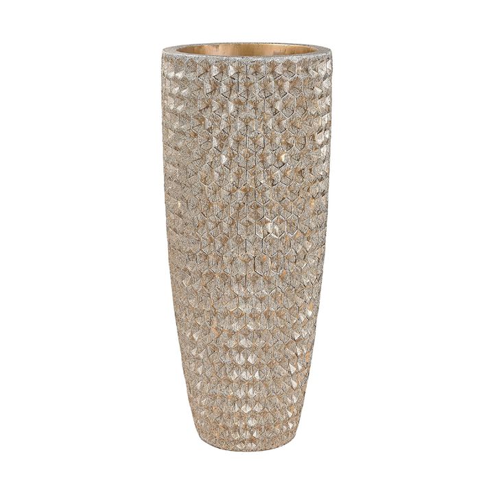 41” Gold Cylindrical Geometric Textured Vase