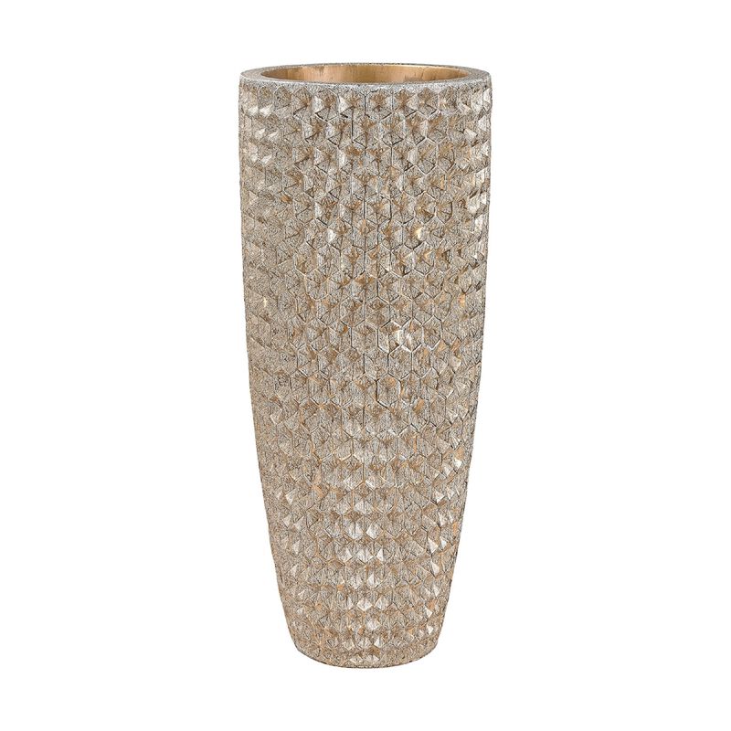 41” Gold Cylindrical Geometric Textured Vase