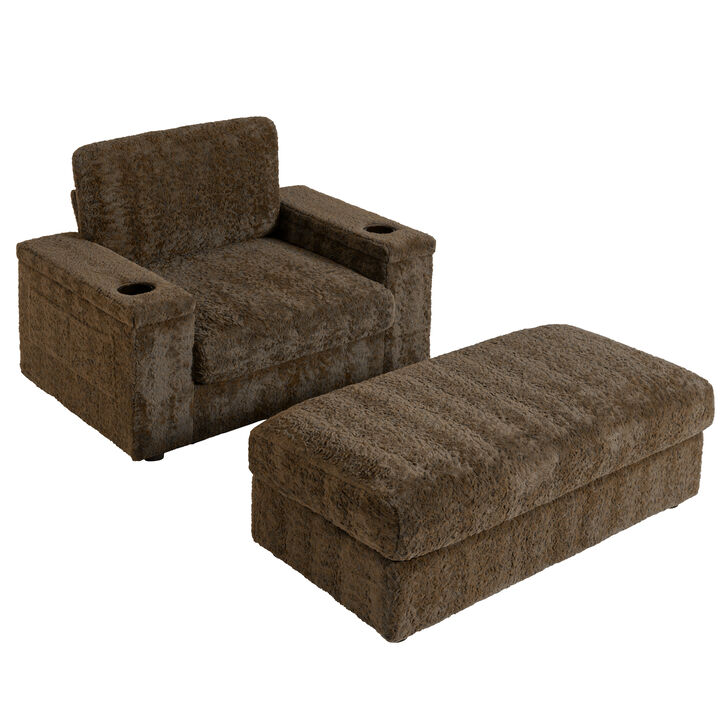 TATEUS Reading Couch with Storage Ottoman and Armrests