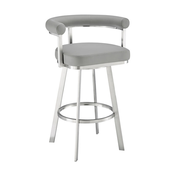 Nolagam Swivel Stool in Brushed Stainless Steel with Black Faux Leather