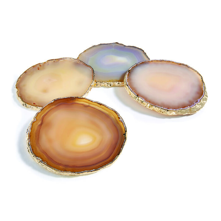 Lumino Coasters, Sand Agate & Gold, Set of 4