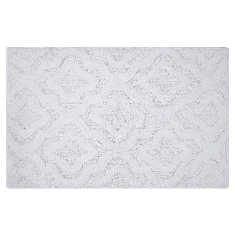 Knightsbridge Link Bath Rug Cotton Non Skid Back - 21x34", White