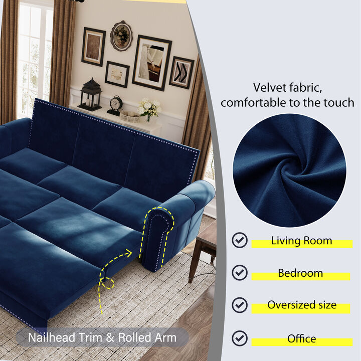 Merax Convertible Retro Velvet Sleeper Sofa Bed
