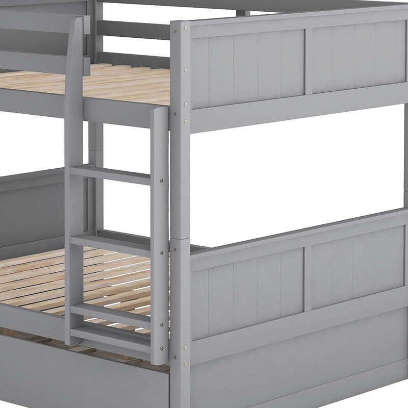 Merax Modern Solid Bunk Bed with Trundle