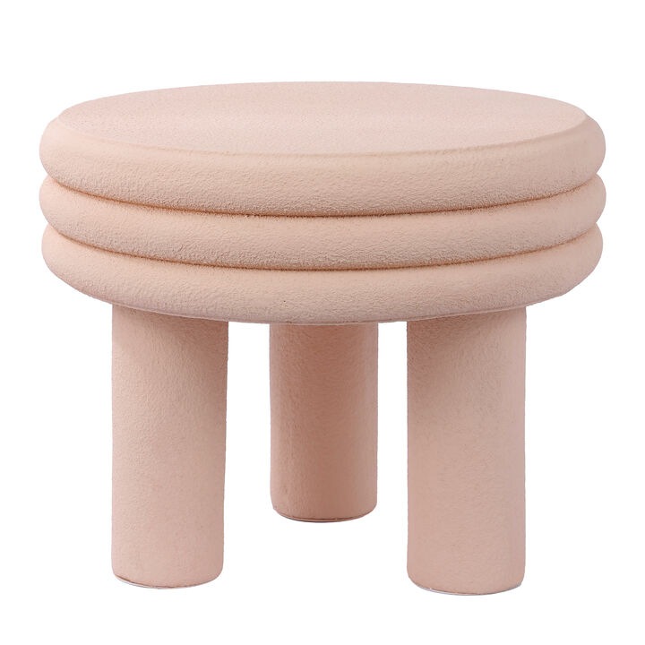 Rashida 17.75" Contemporary Minimalist Curvy High Indoor/Outdoor Accent Table, Pink Frosted