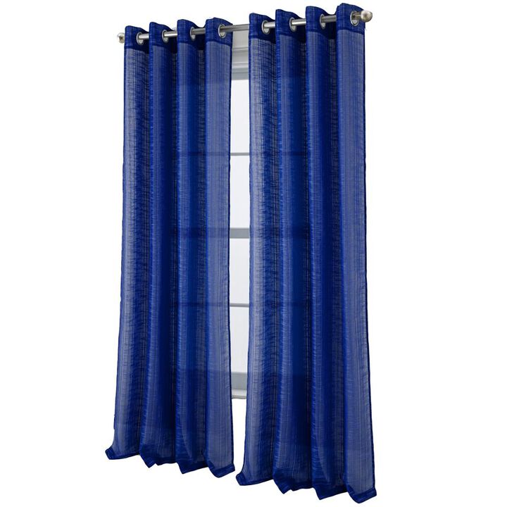 RT Designers Collection Dexter Linen Texture Grommet Sheer Light Filtering Window Curtain Panel 54" x 90" Navy