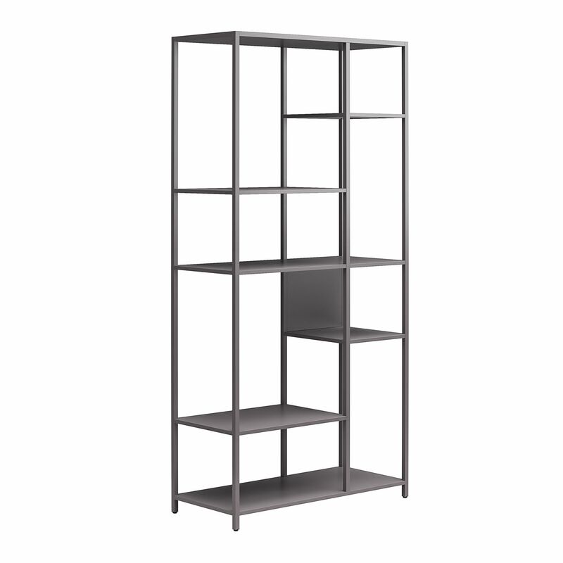 Mission District Metal Bookcase Room Divider, Graphite