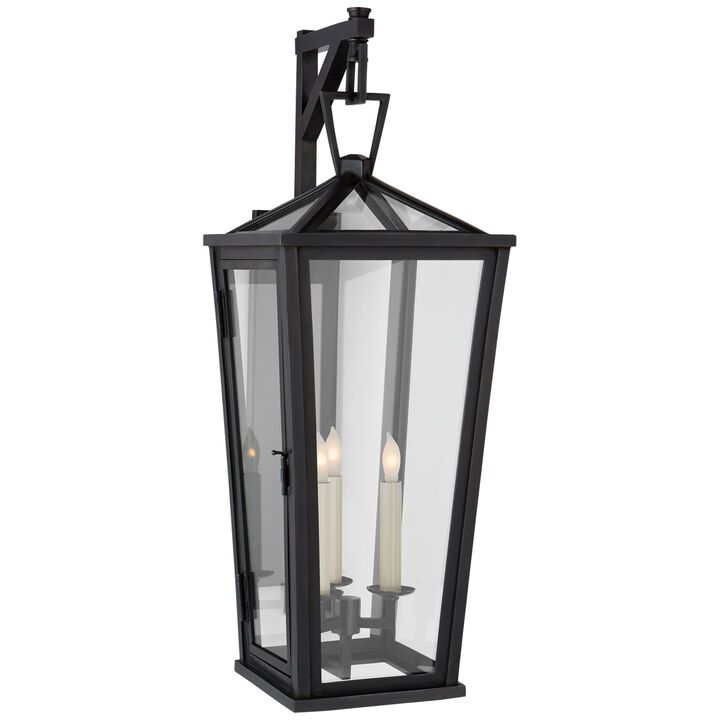 Darlana Medium Tall Bracketed Wall Lantern in Bronze with Clear Glass