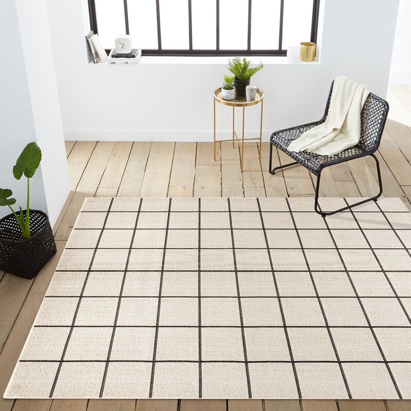 Grid Modern Squares Indoor/Outdoor Area Rug