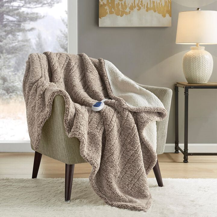 Gracie Mills Mckinley Solid Heated Sherpa Throw