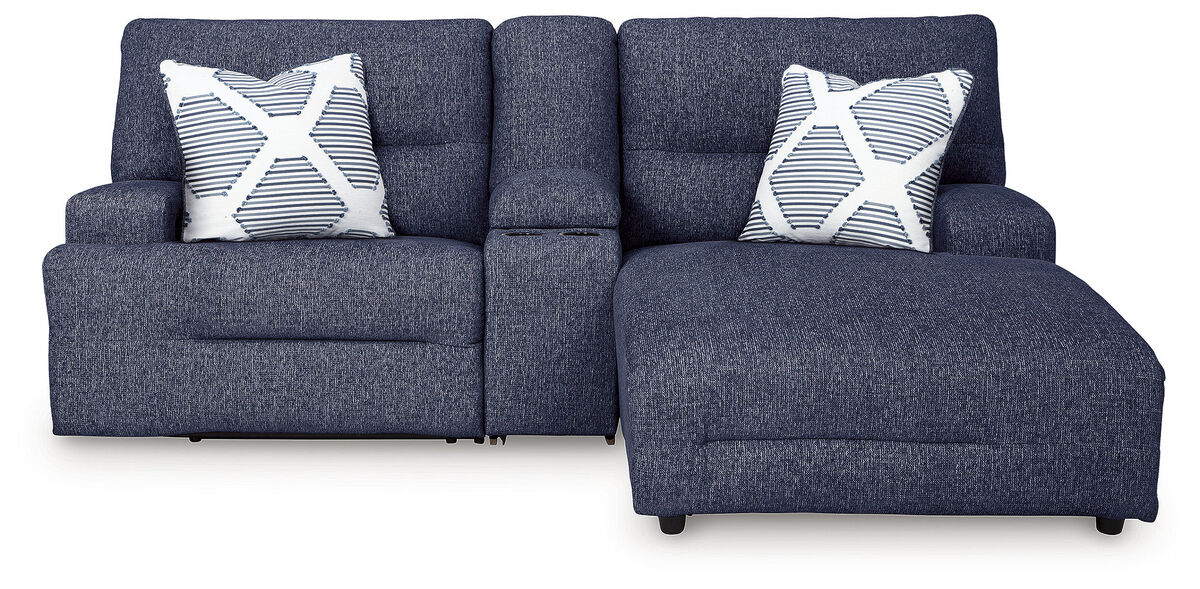 Acklen Place Navy 3-Piece Power Reclining Sectional Sofa with Chaise