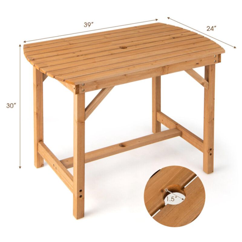 Hivvago Outdoor Fir Wood Dining Table with 1.5 Inch Umbrella Hole