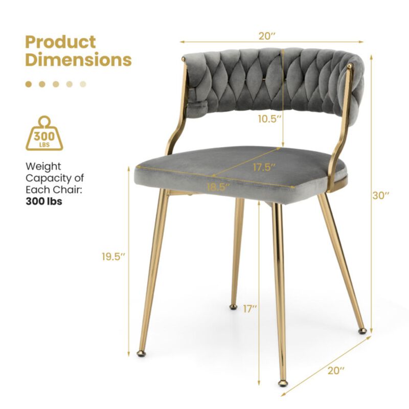 Hivvago Upholstered Dining Chairs with Golden Metal Legs for Living Room