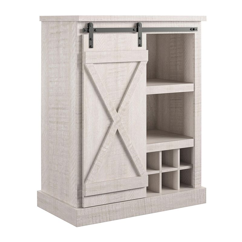 Knox County Bar Cabinet, Rustic White