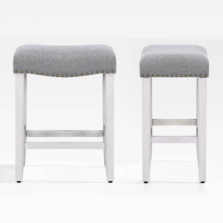 WestinTrends 24" Upholstered Saddle Seat Counter Stool (Set of 2)