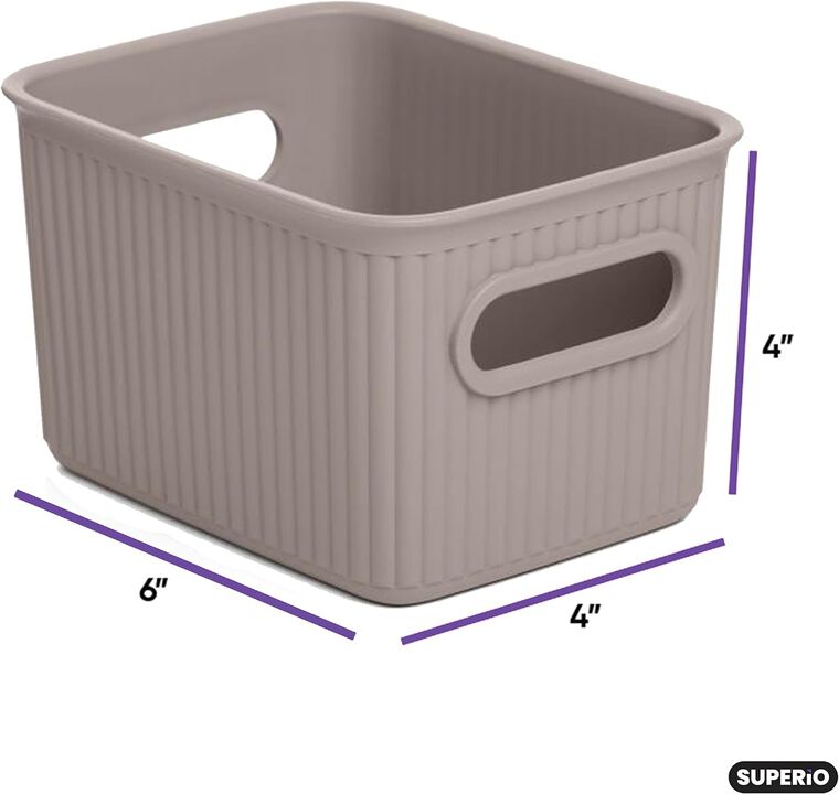 1.5 L Ribbed Storage Bin, Taupe