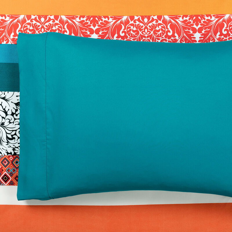 Boho Stripe Soft Sheet Set Turquoise/Tangerine 6Pc Queen
