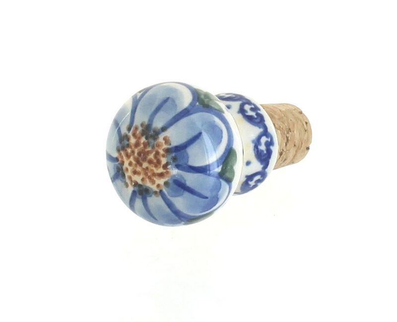 Blue Rose Polish Pottery Garden of Eden Wine Cork