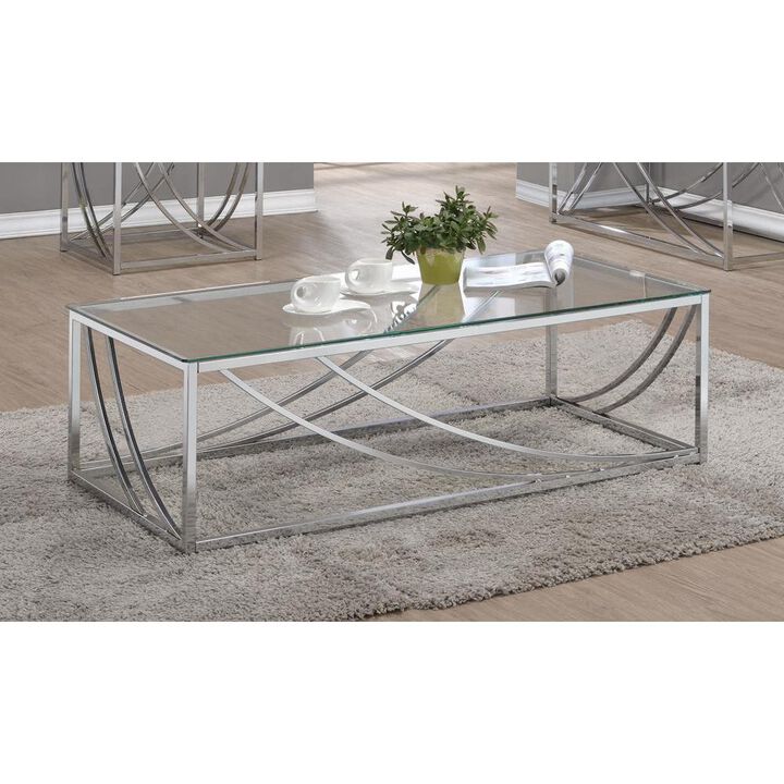 Lille Glass Top Rectangular Coffee Table Accents Chrome